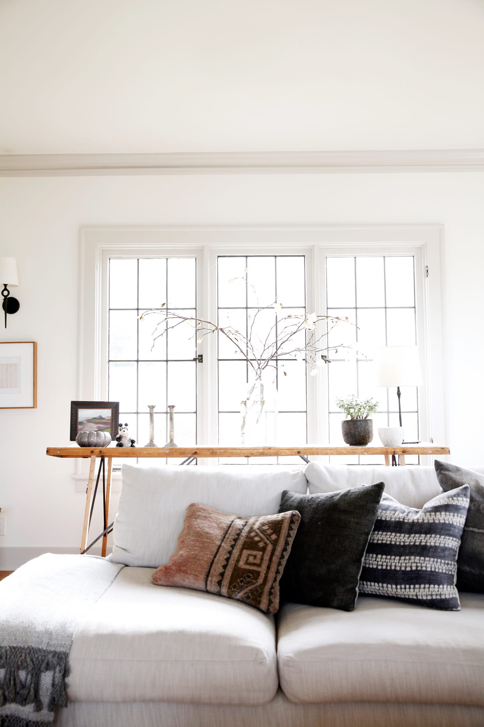 White walls with putty gray trim