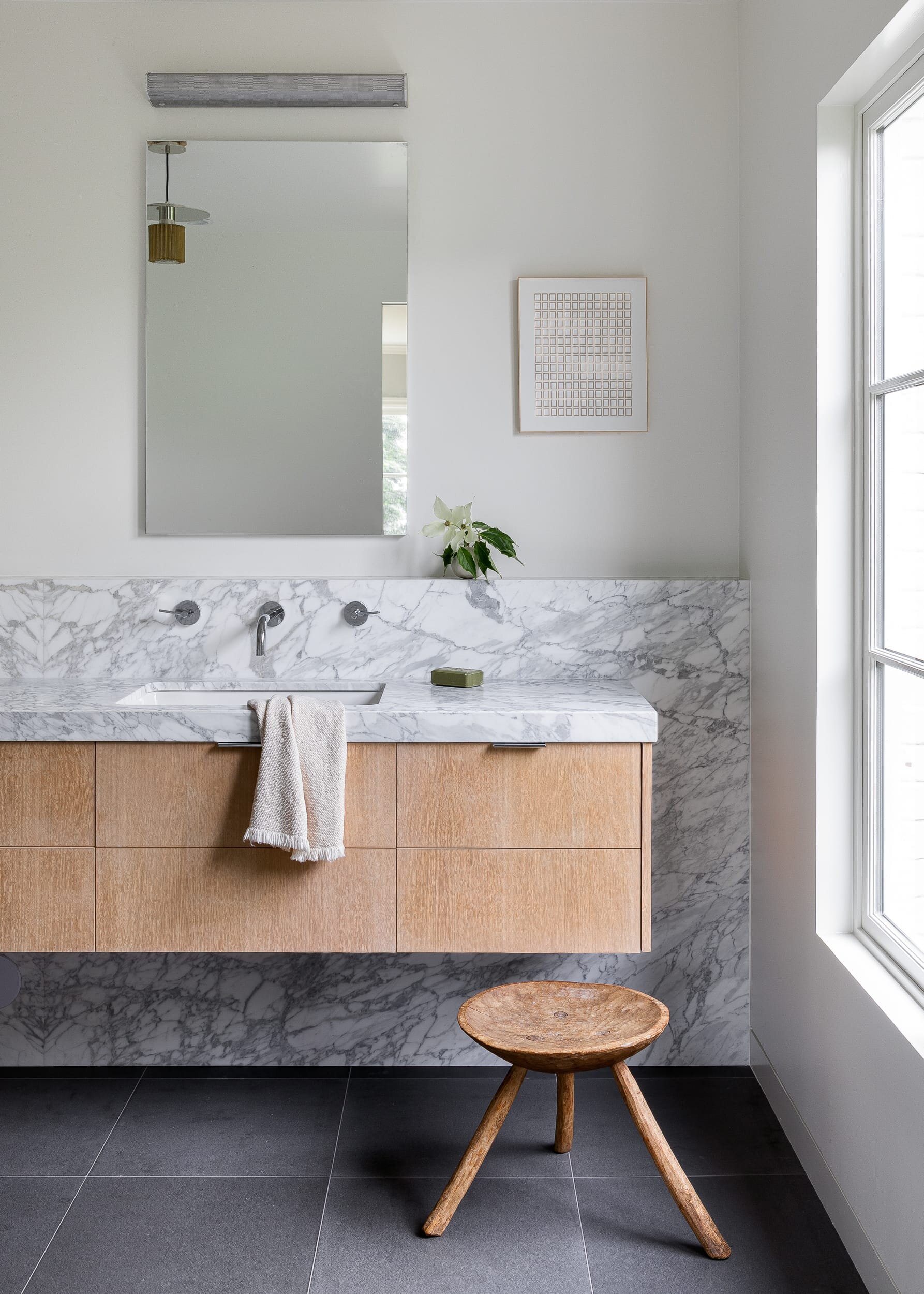 modern white oak bathroom vanity