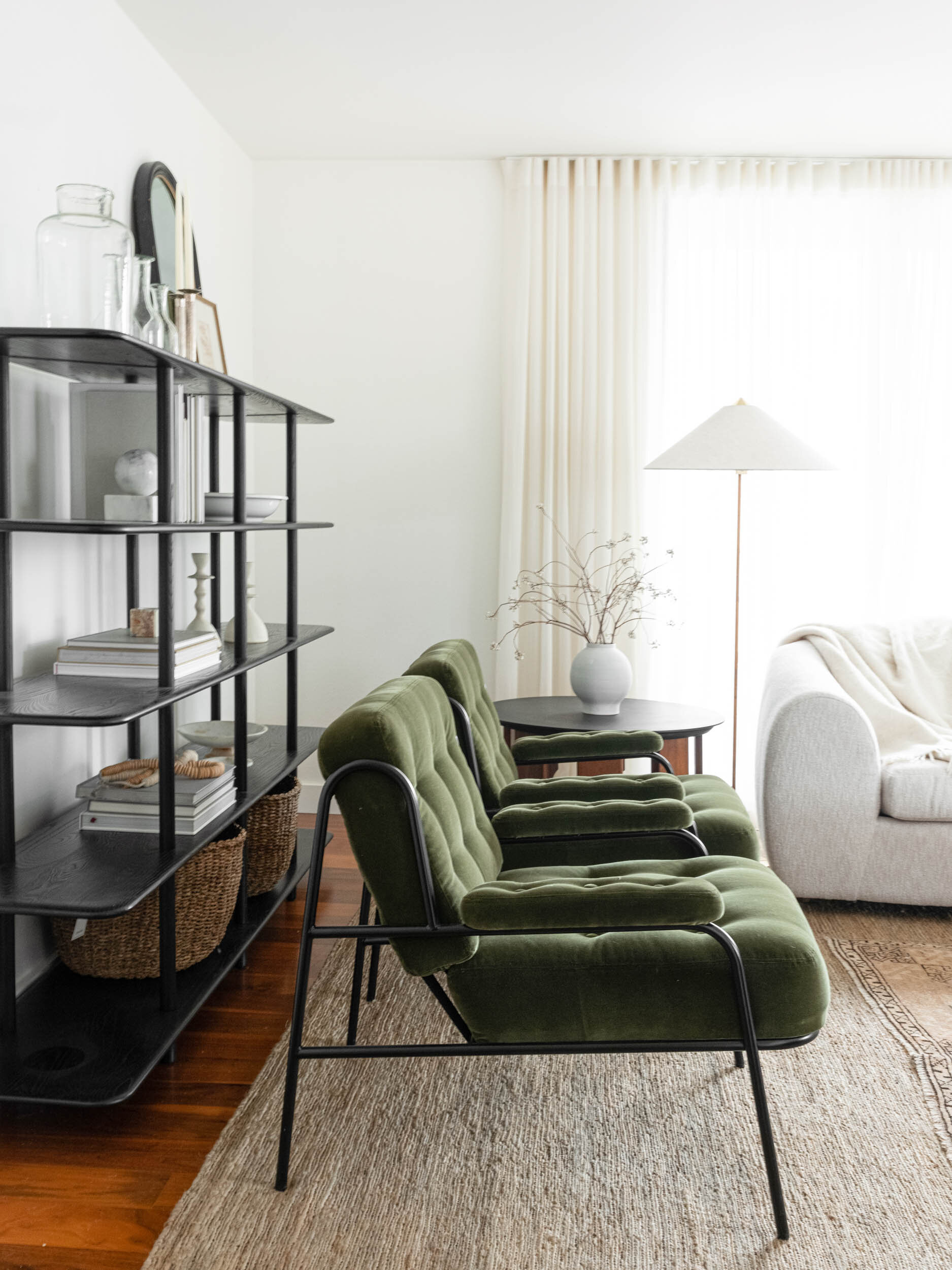 green velvet accent chairs in living room