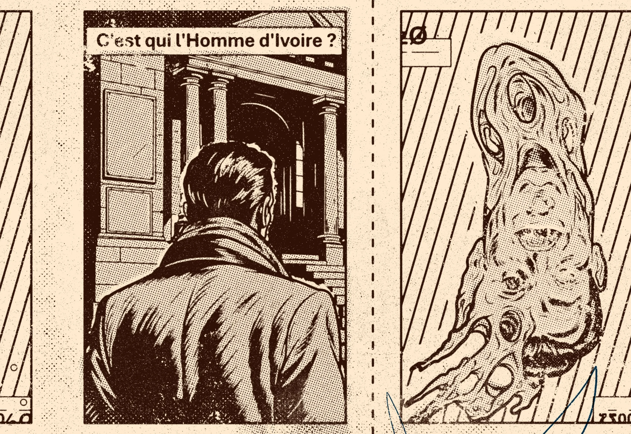 Illustration of man standing in front of city hall for the Short story, The Ivory Man