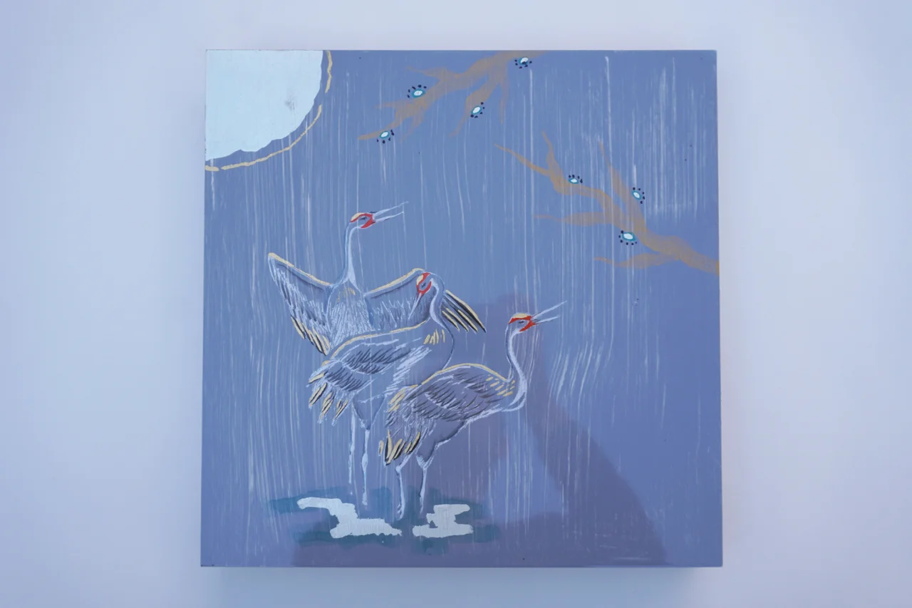 "Whooping Cranes Bathing"