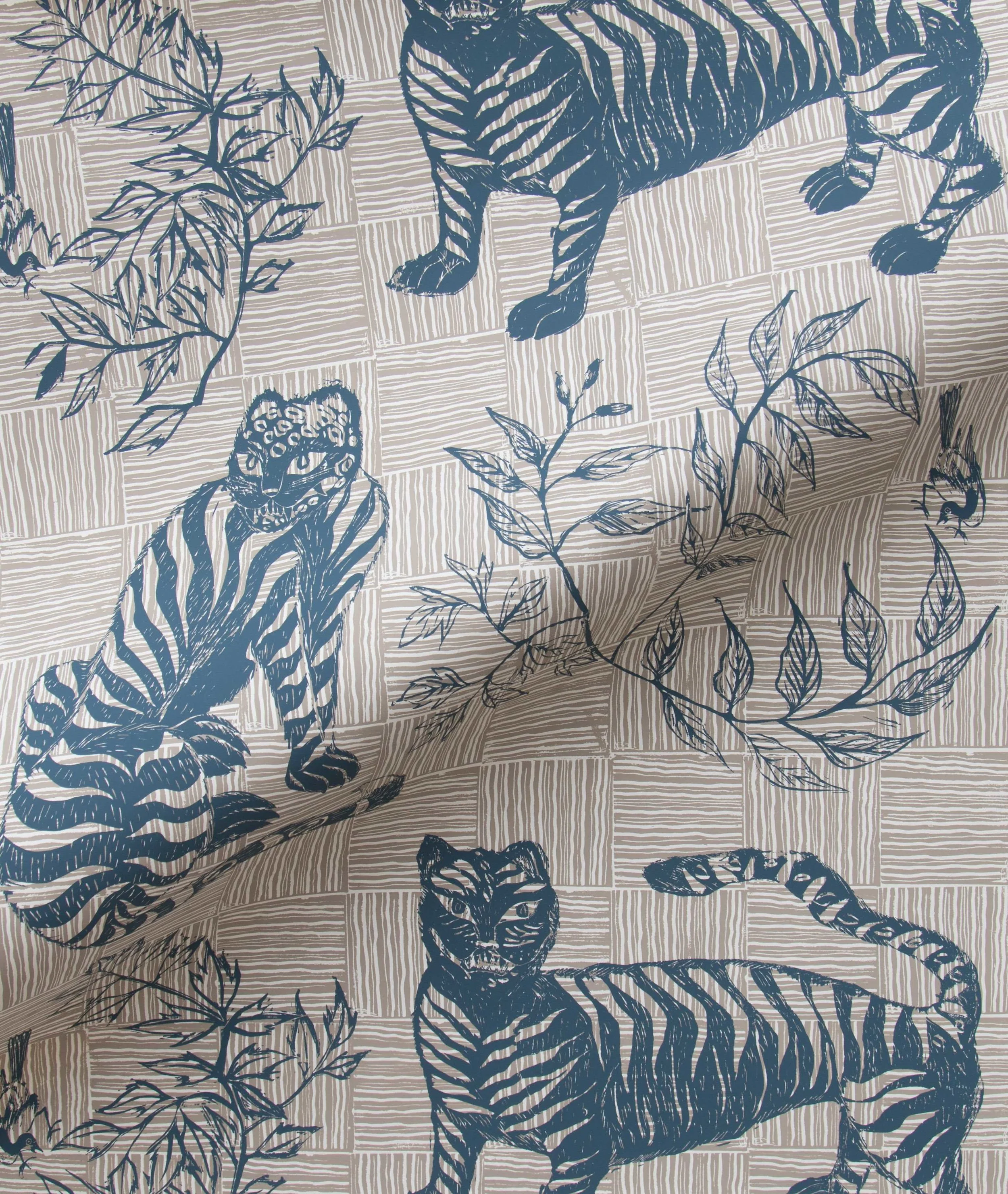 Tiger & Magpie in Deep Blue, SL220-01