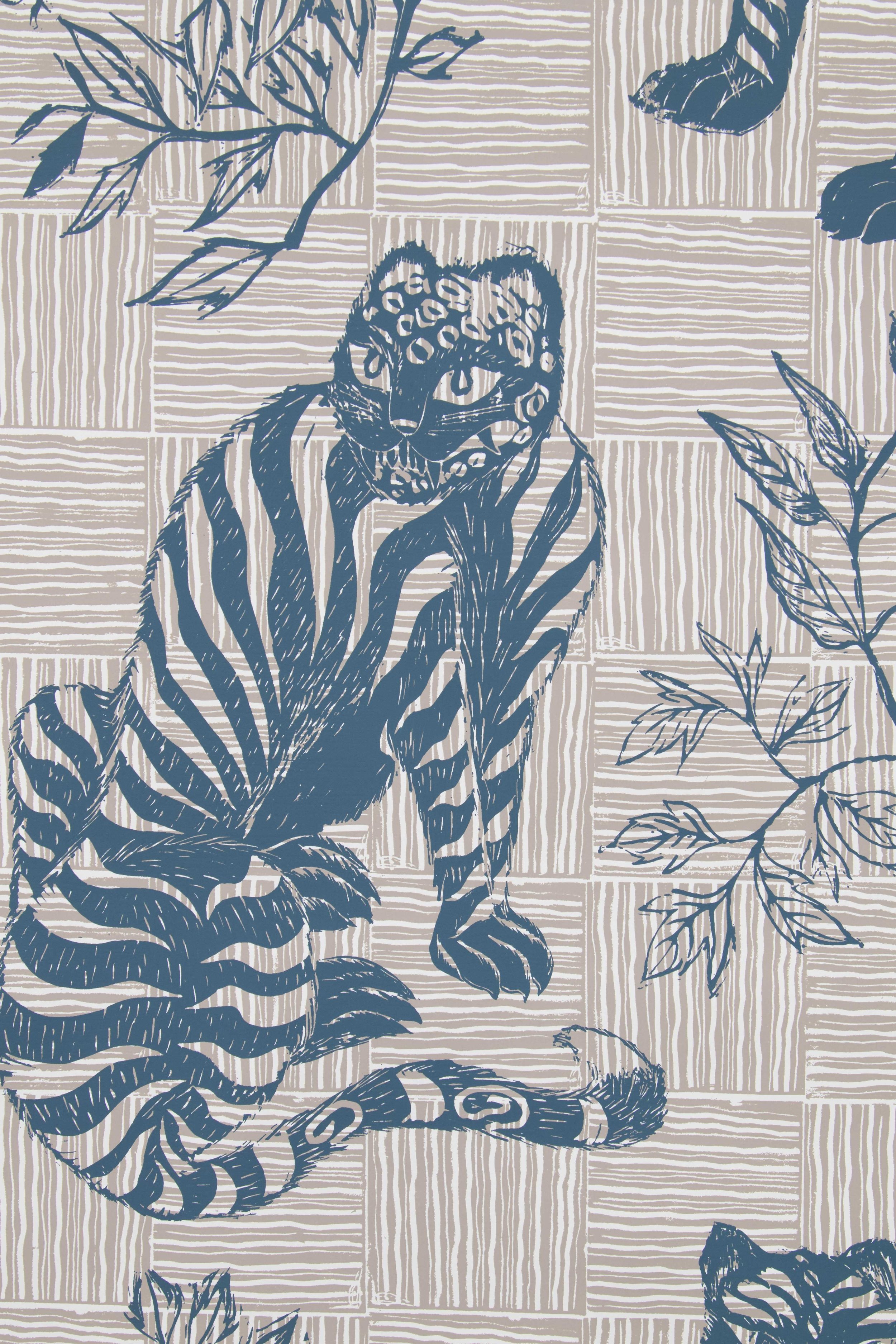 Tiger & Magpie in Deep Blue, SL220-01