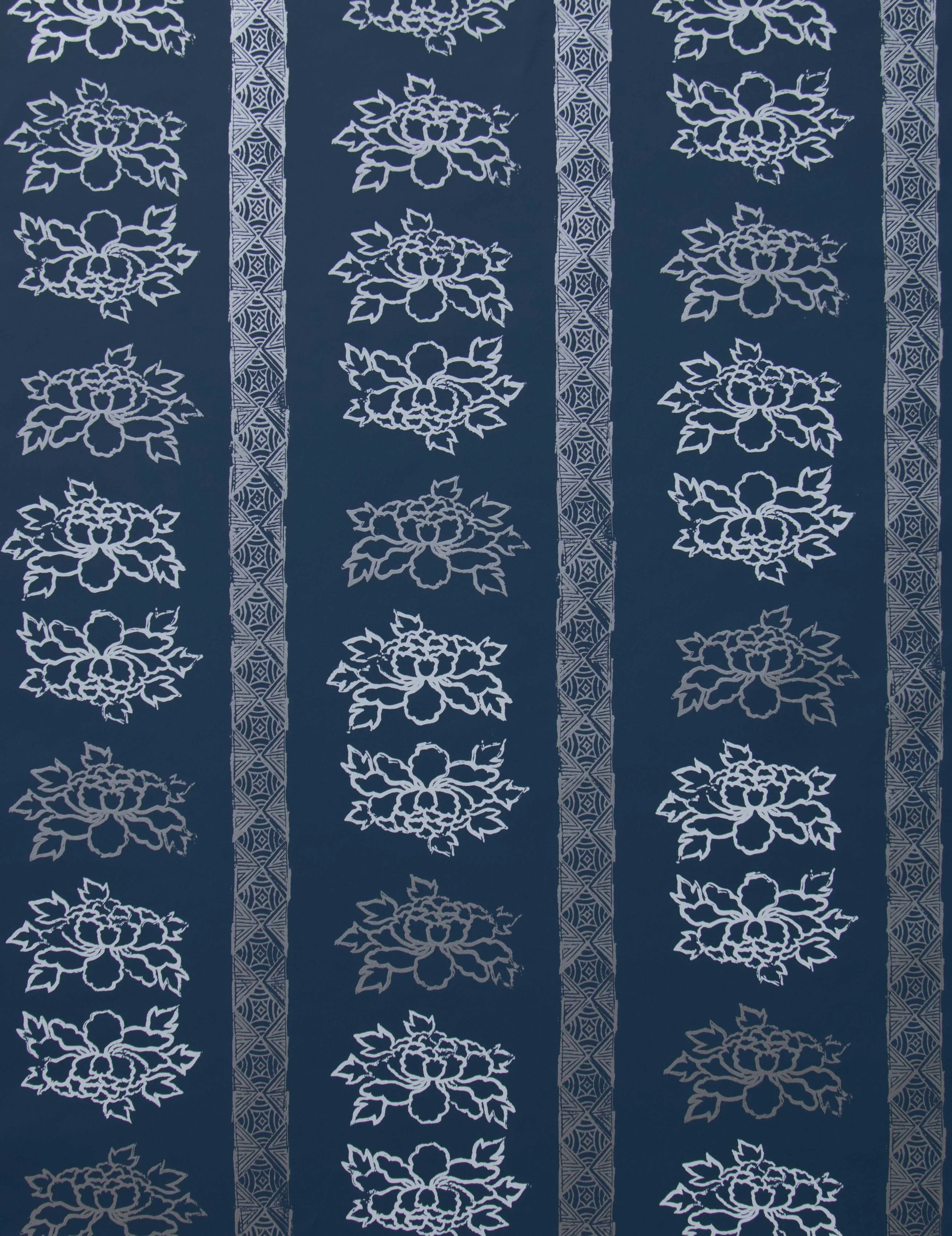 Floral Stripe in Navy, SL140-02