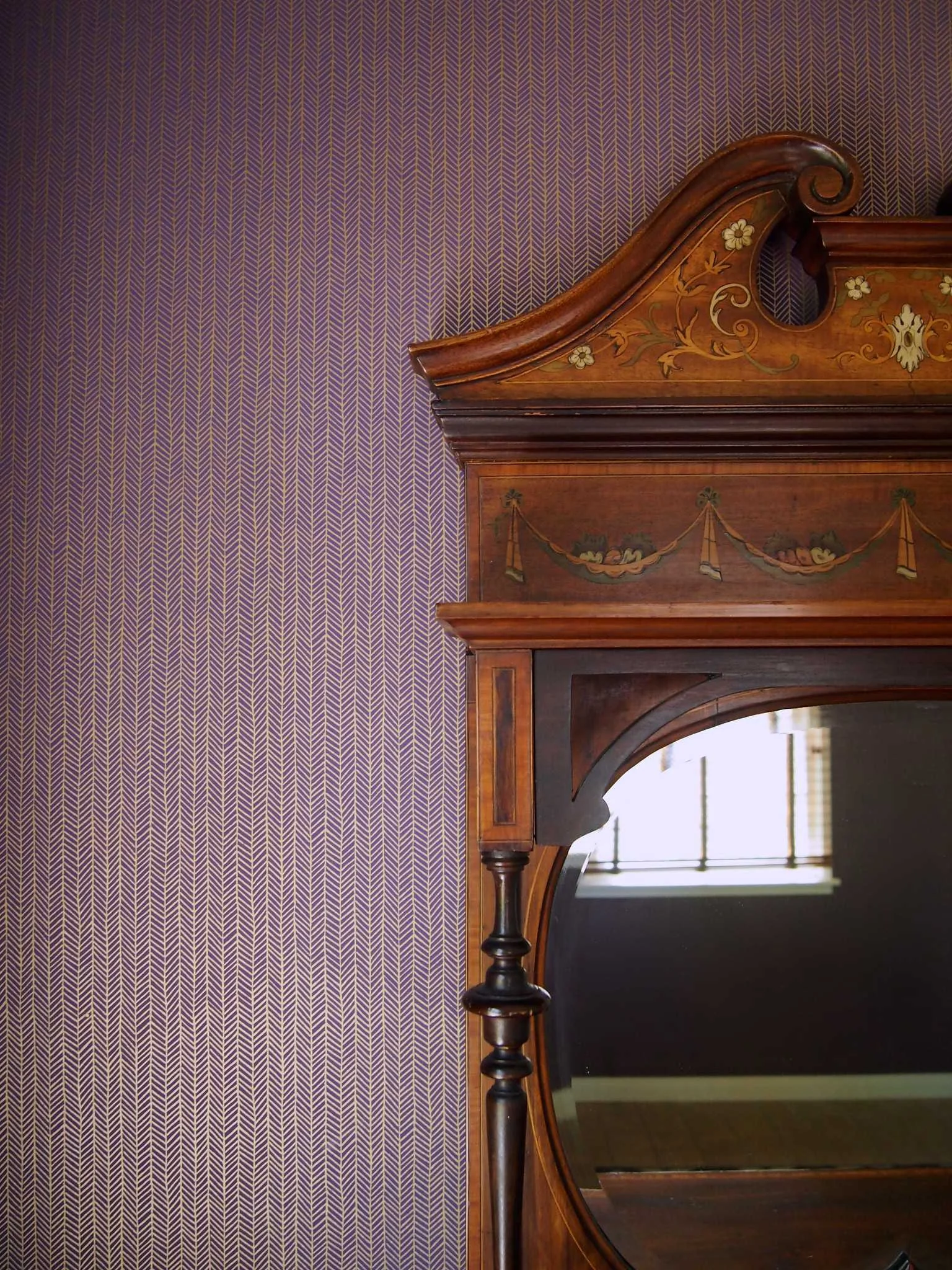 Herringbone Wallpaper in Amethyst, Photo by Benjamin Hoffman