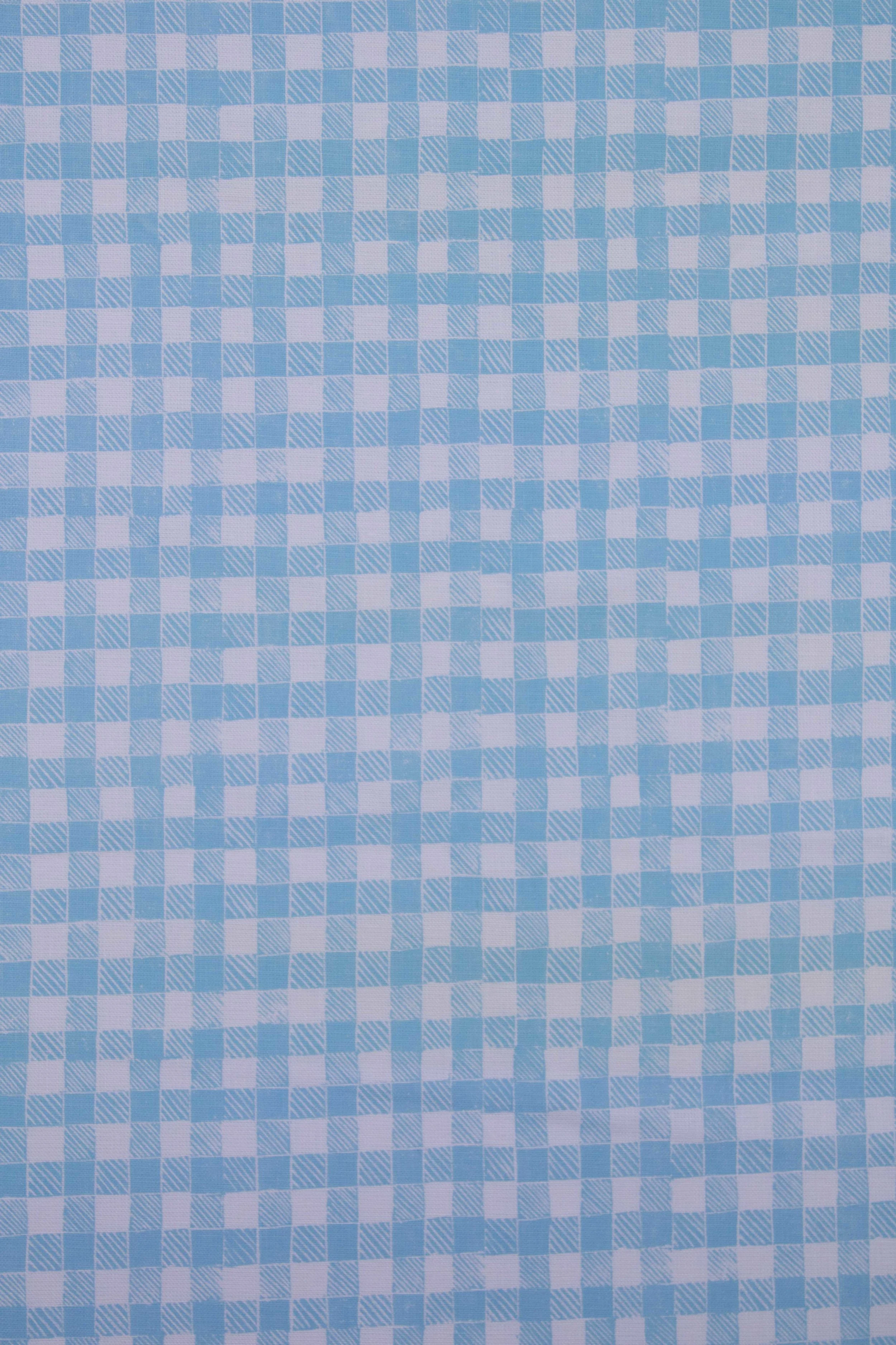 Block Print Gingham in Light Blue, KF250-03