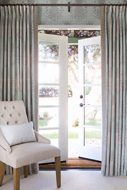 Royal Pineapple Fabric in Celadon, Interiors by Sharon Lee, Featured in House Beautiful, Photo by Karyn Millet