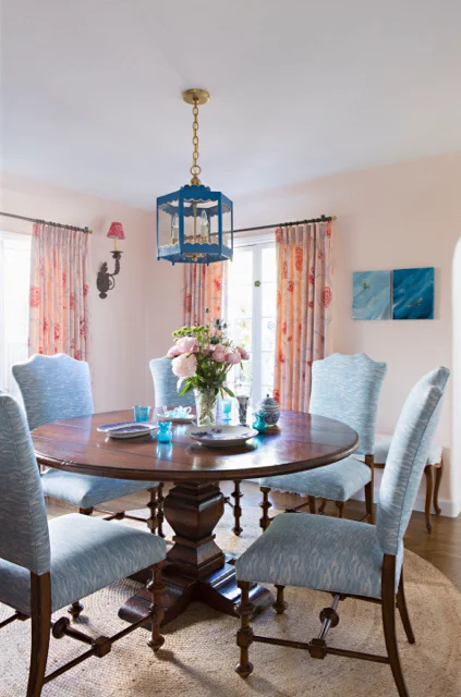 Painted Wave Fabric in Lake, Interiors by Sharon Lee, Photo by Karyn Millet