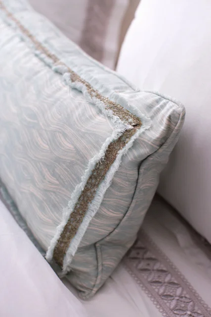 Painted Wave Pillow in Celadon, Photo by Karyn Millet