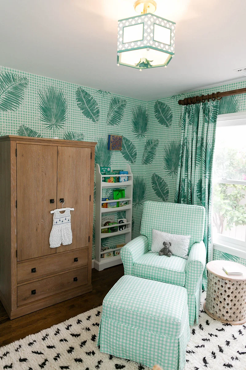 Gingham Jungle Fabric in Jade, Interiors by Sharon Lee, Photo by Mekina Saylor