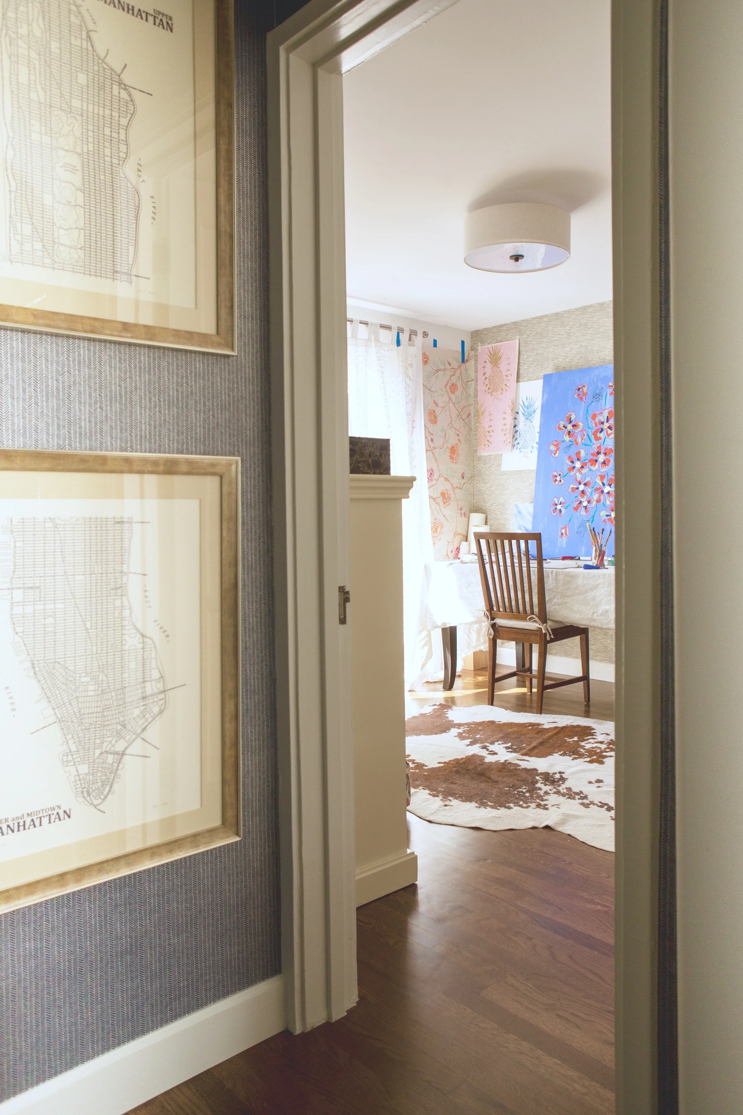 Herringbone Wallpaper in Navy, Photo by Benjamin Hoffman