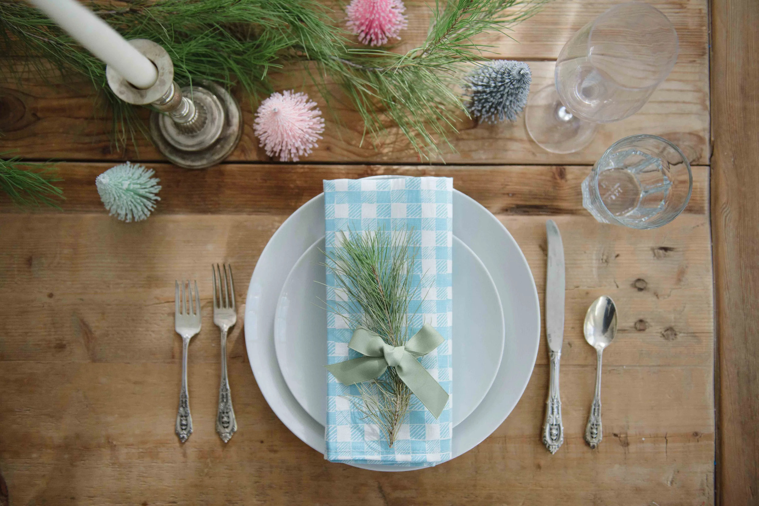 Block Print Gingham Napkin in Light Blue, Photo by Emily Young