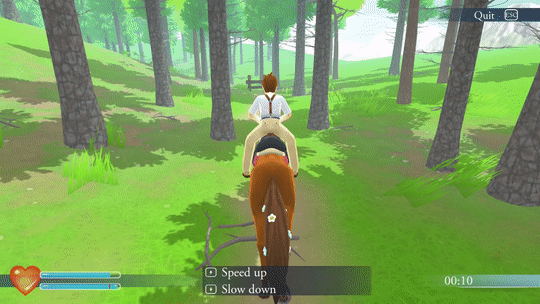 Here, the predefined path makes your horse turn left mid-jump