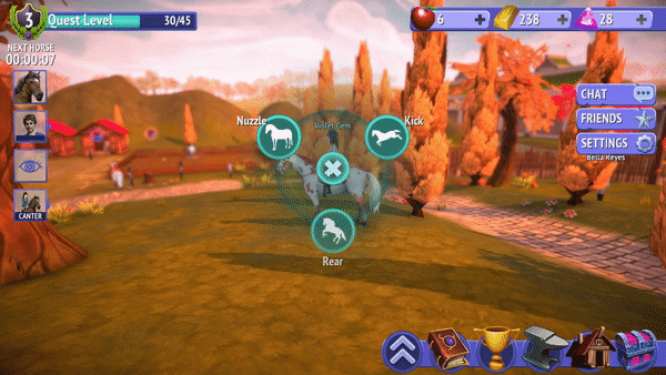 Some animations can be triggered by clicking the horse while riding.