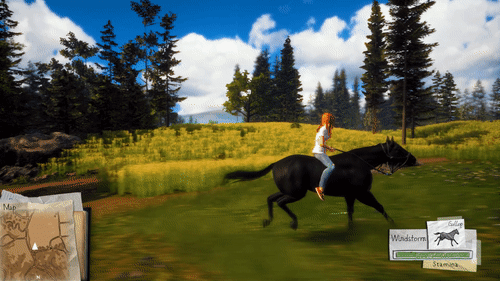 The jumping animation is weirldy cut off at the end. The horse doesn’t so much land as it just twitches back to a canter.