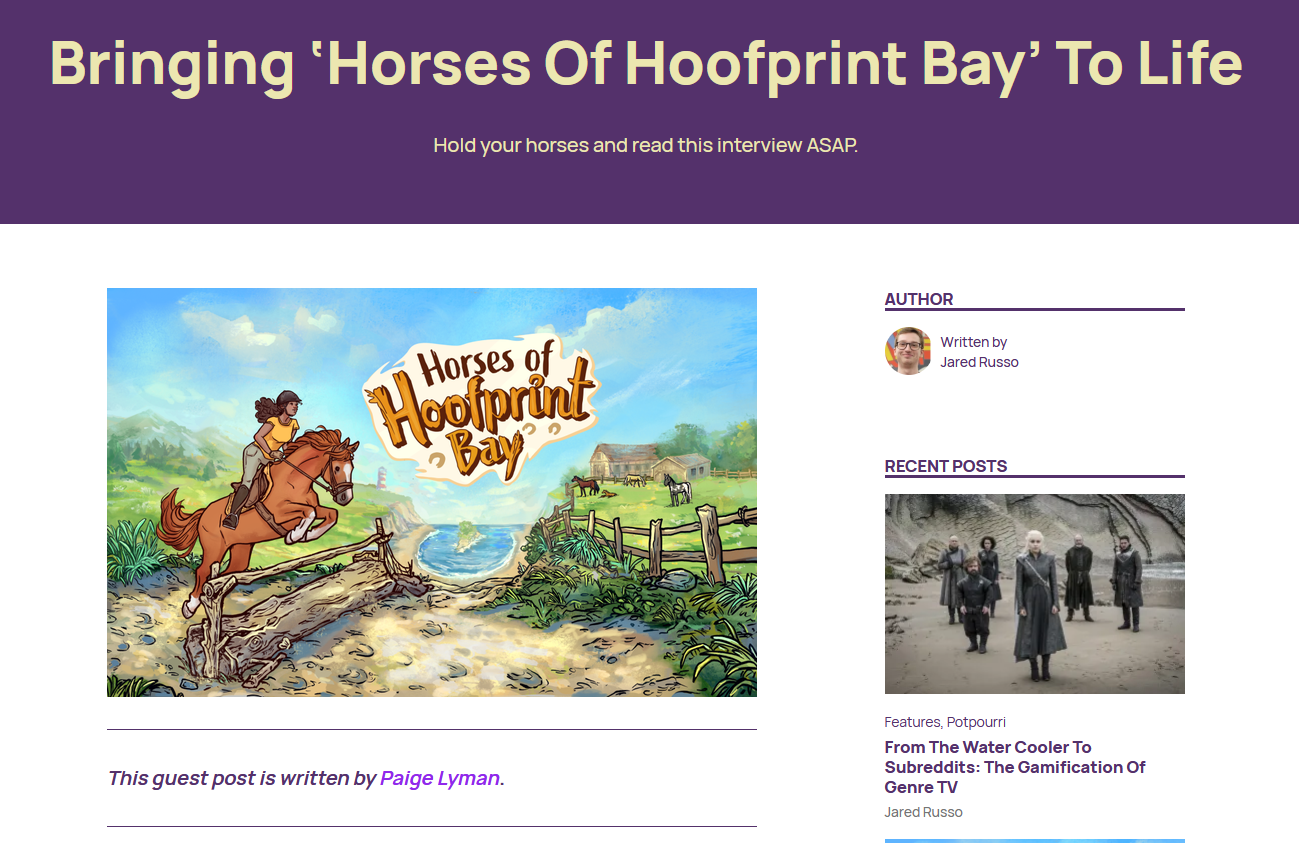 Recommended: Bringing ‘Horses Of Hoofprint Bay’ To Life – Interview with Thogli Studios and The Mane Quest by Video Game Town