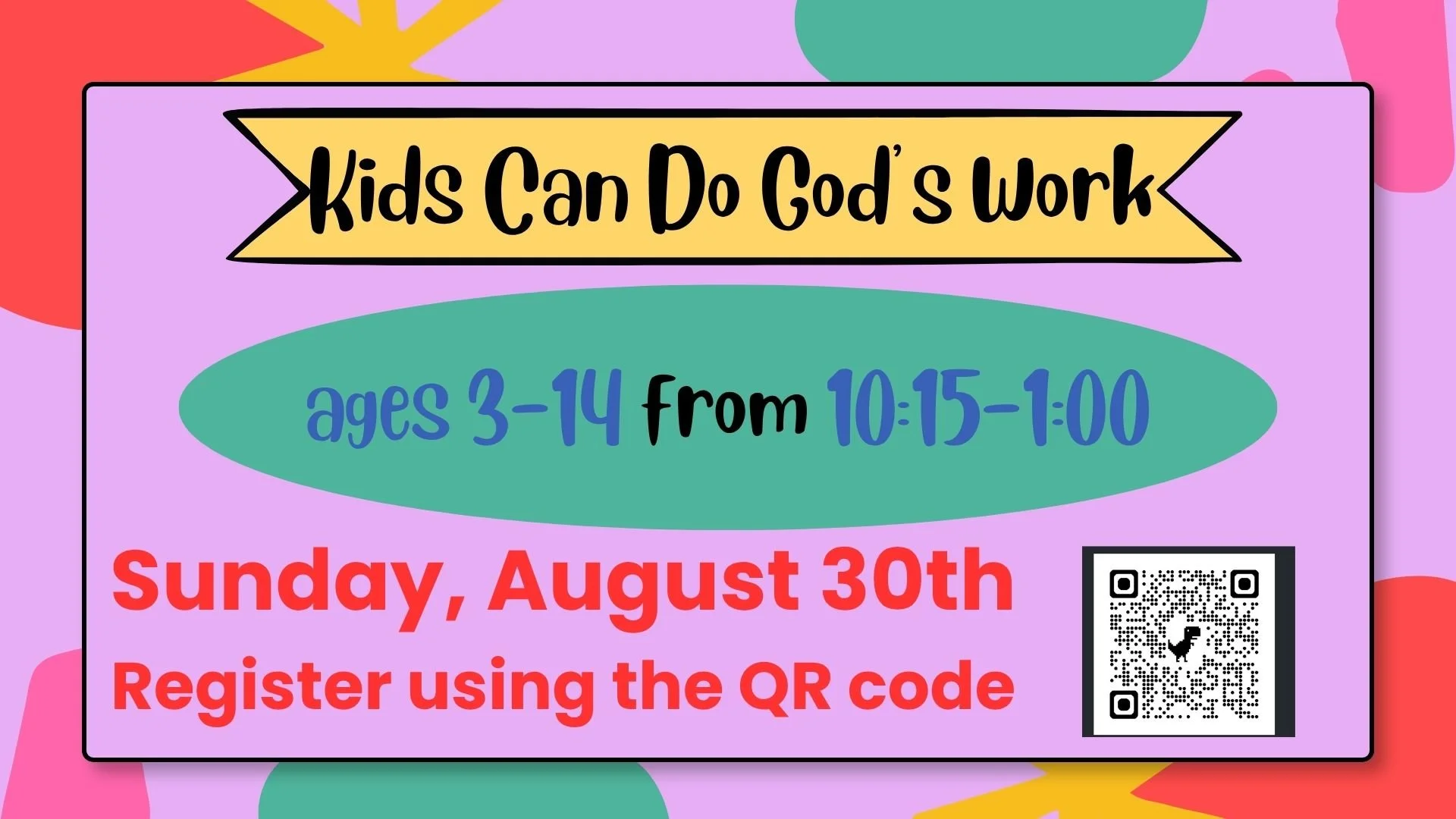 Kids Can Do God's Work - Rooms 1, 2 &amp; 3; Great Hall &amp; Kitchen