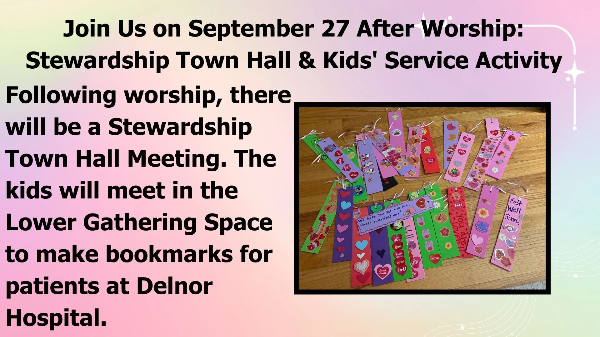 Stewardship Town Hall and Children's Service Activity - Sanctuary and Lower Gathering Space
