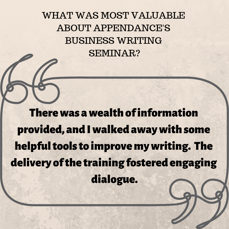 There was a wealth of information provided, and I walked away with some helpful tools to improve my writing. The delivery of the training fostered engaging dialogue..png