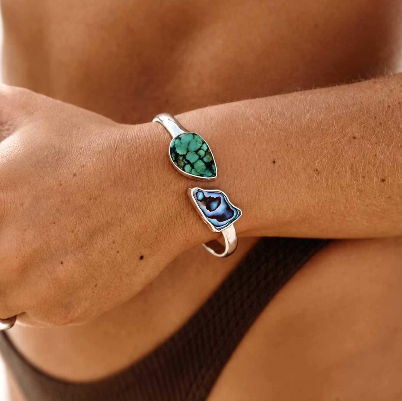 Abalone Shell and Turquoise Cuff