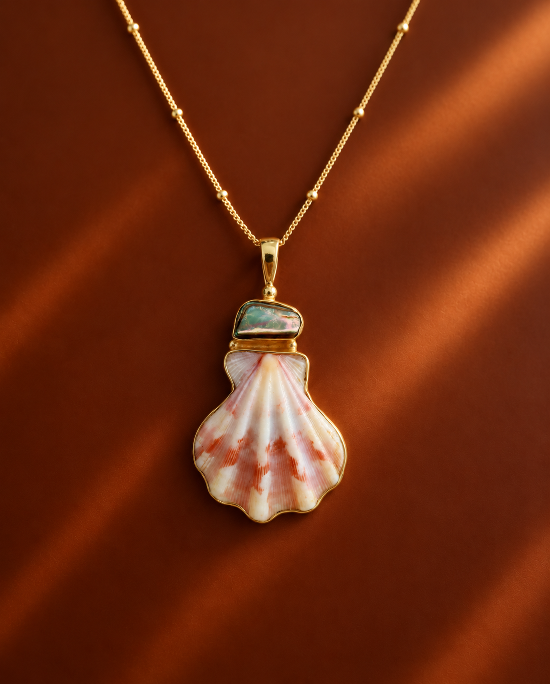 Japanese Decatopecten and Abalone shell Pendant