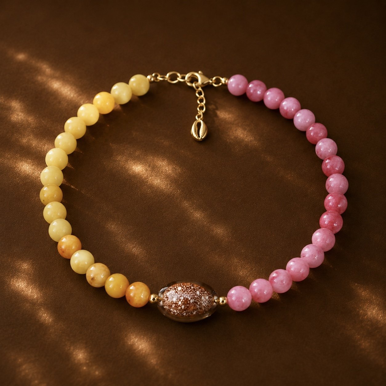 Pre-Order Cowrie and Sunrise Bead Necklace