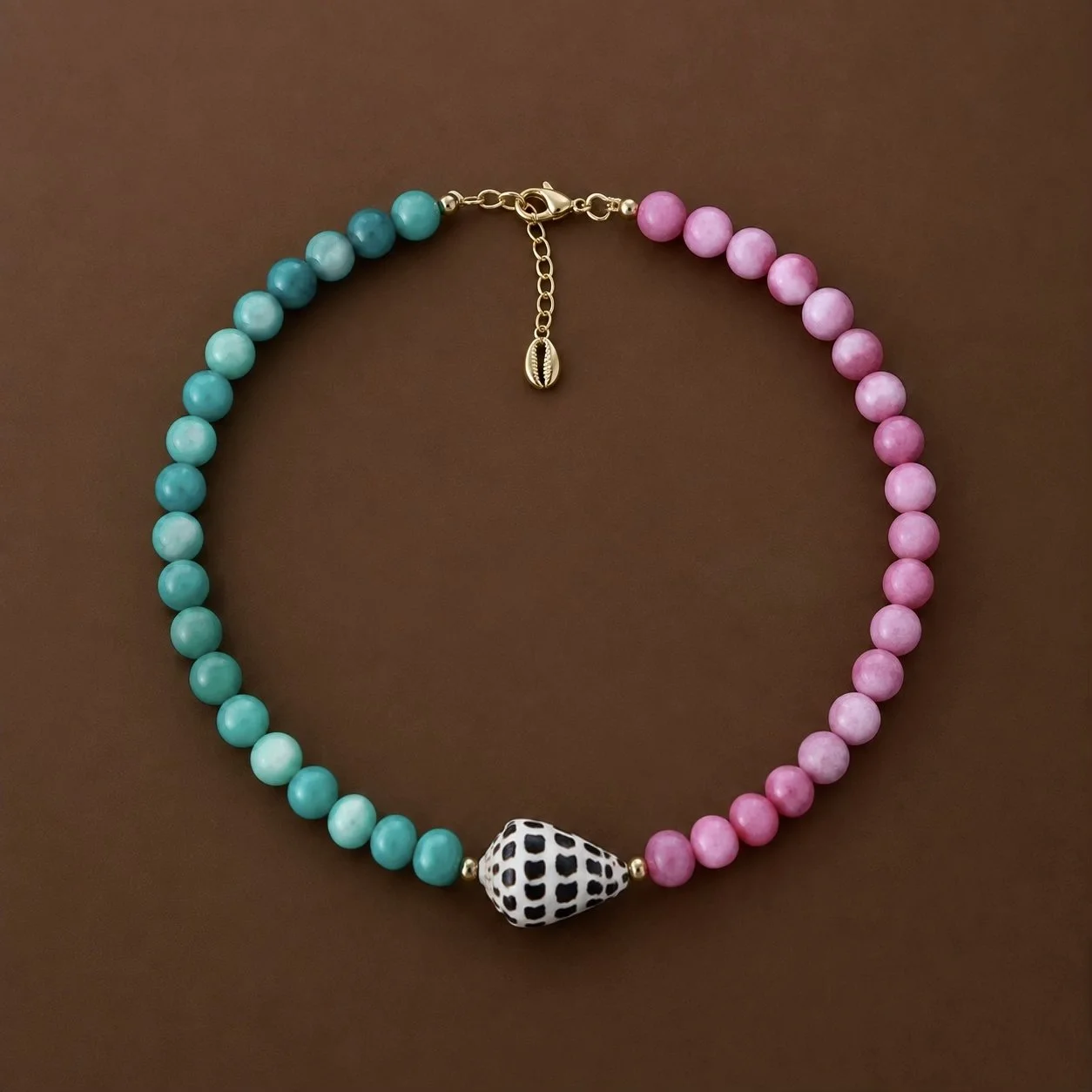 Cotton Candy Hebrew Glass Bead Necklace