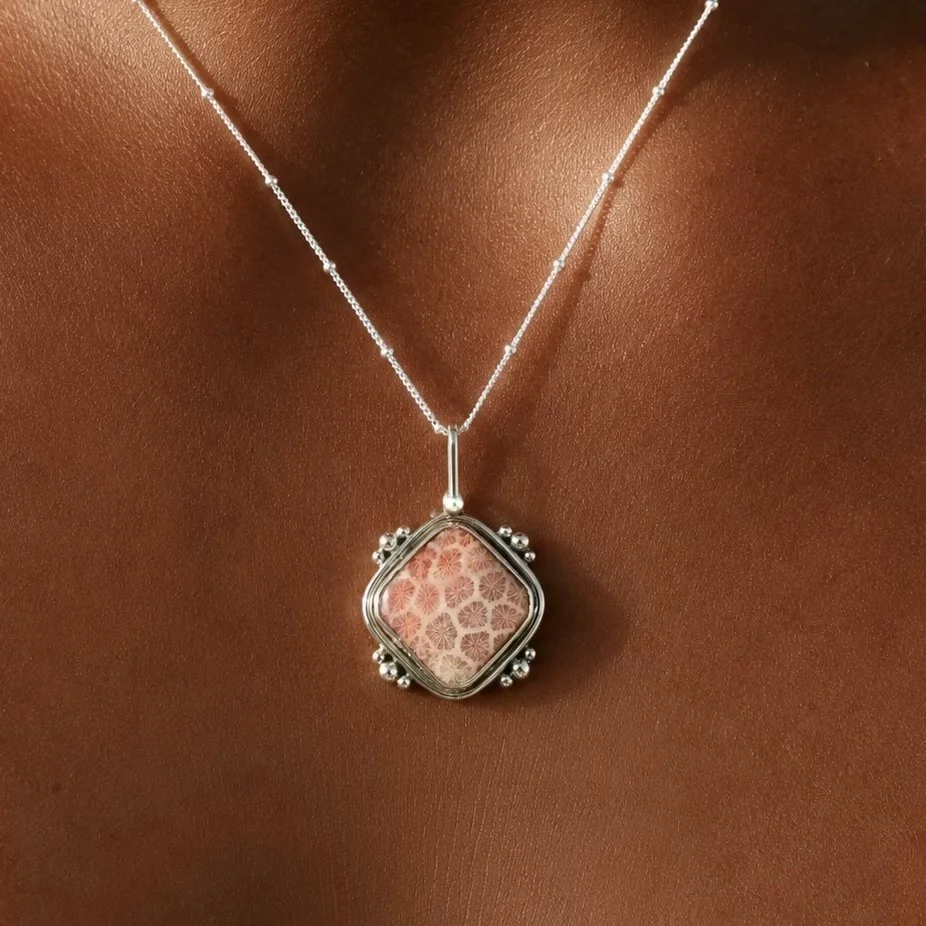 Apricot Fossilised Coral Necklace