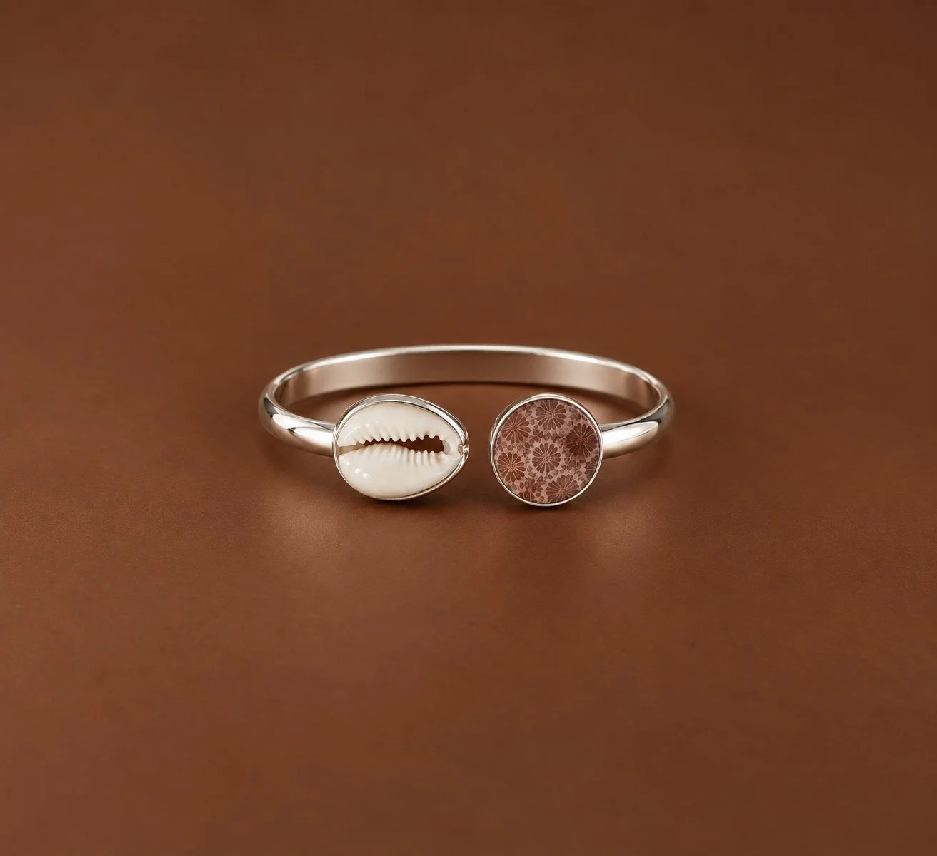 Fossilised Coral and Cowrie Cuff