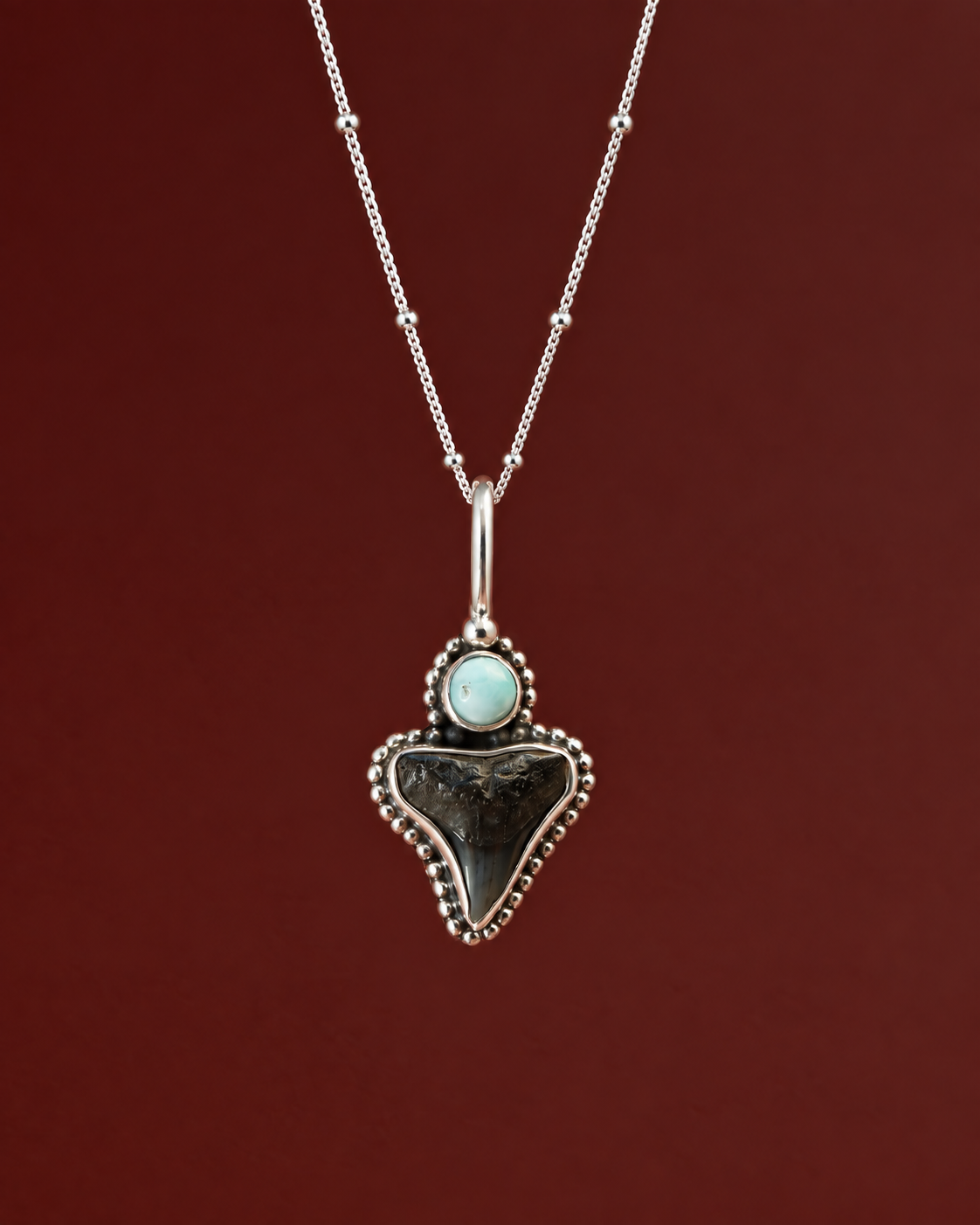 Small Fossilised Shark Tooth and Larimar