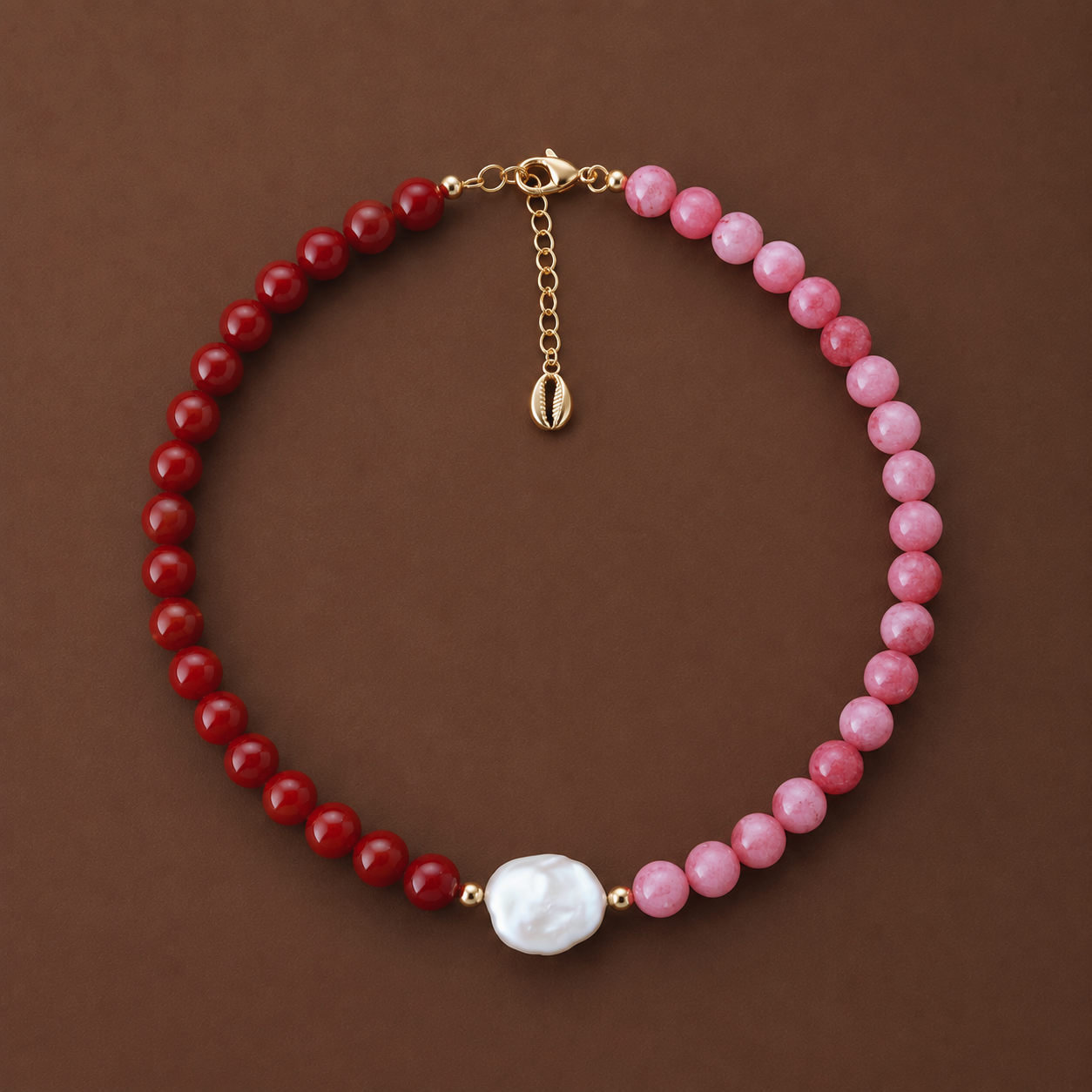 Crimson Pearl Glass Bead Necklace