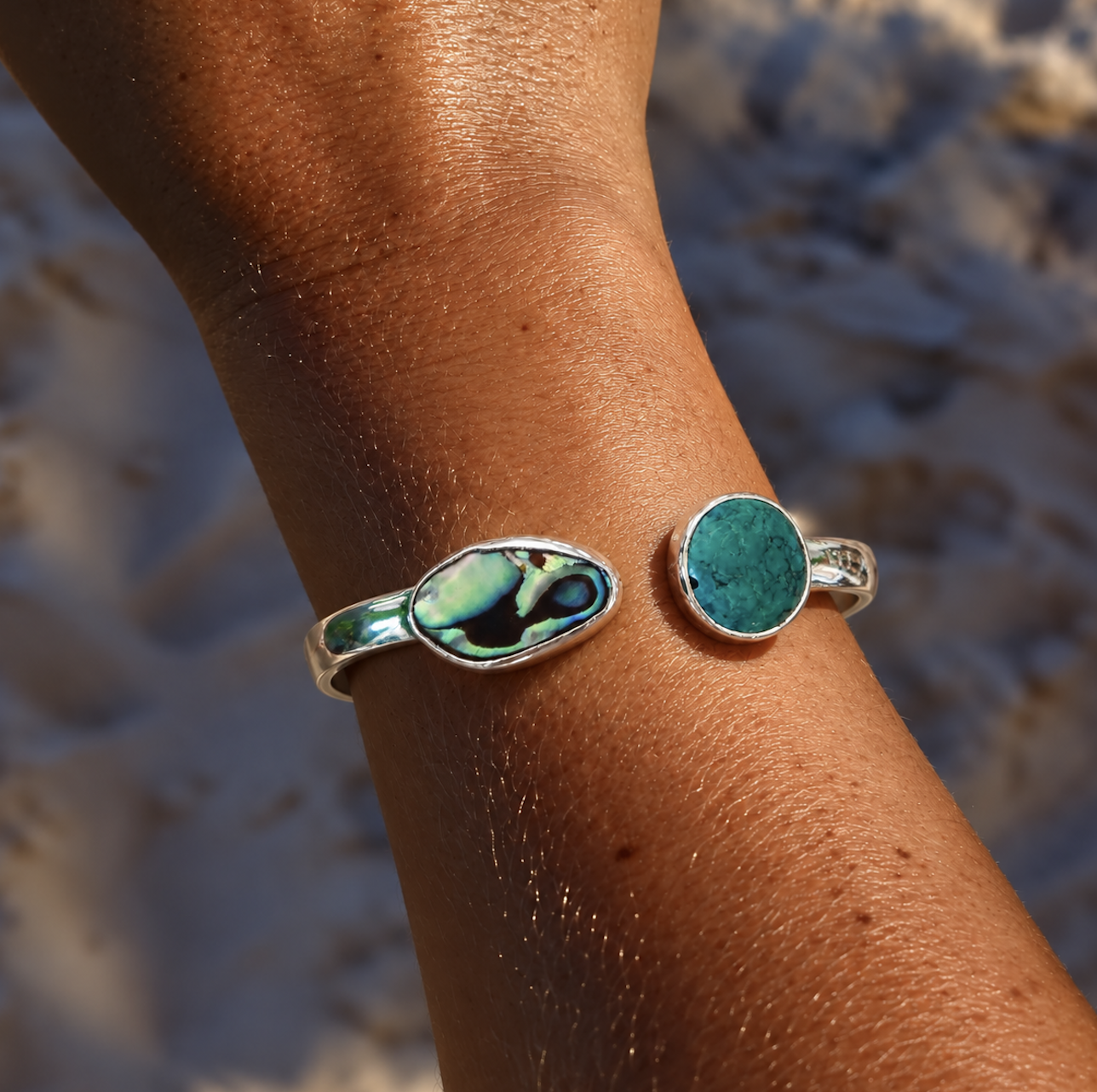 Abalone Shell and Turquoise Cuff