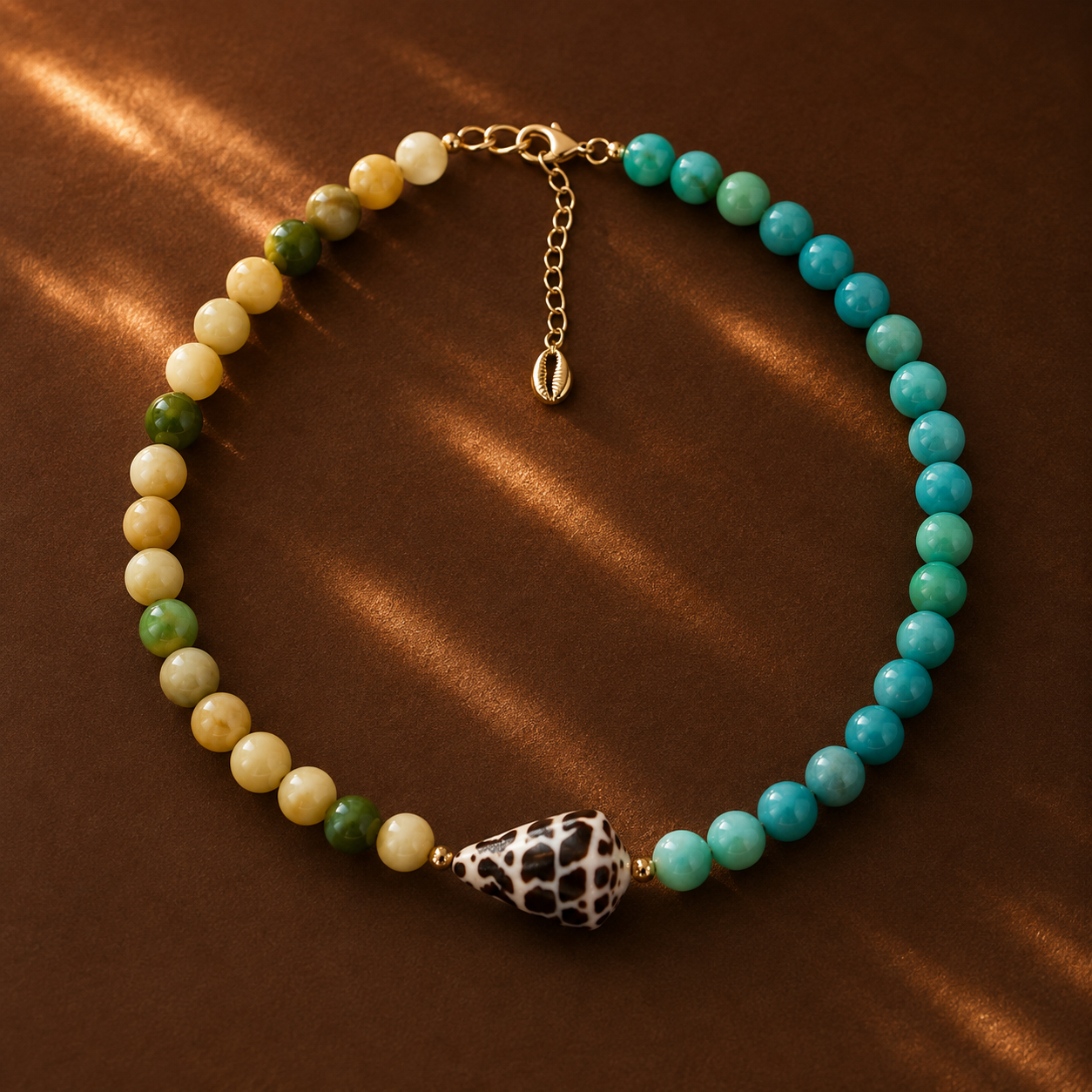 Maldive Blue Hebrew Glass Bead Necklace