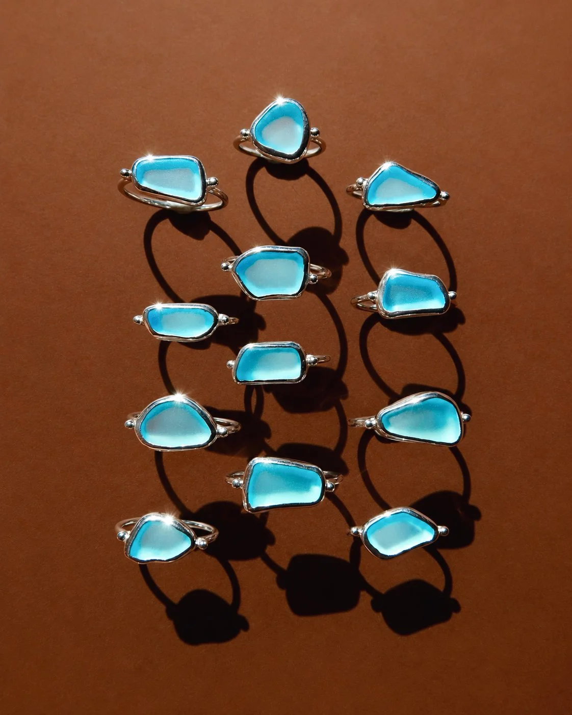 Blue Sea glass Rings