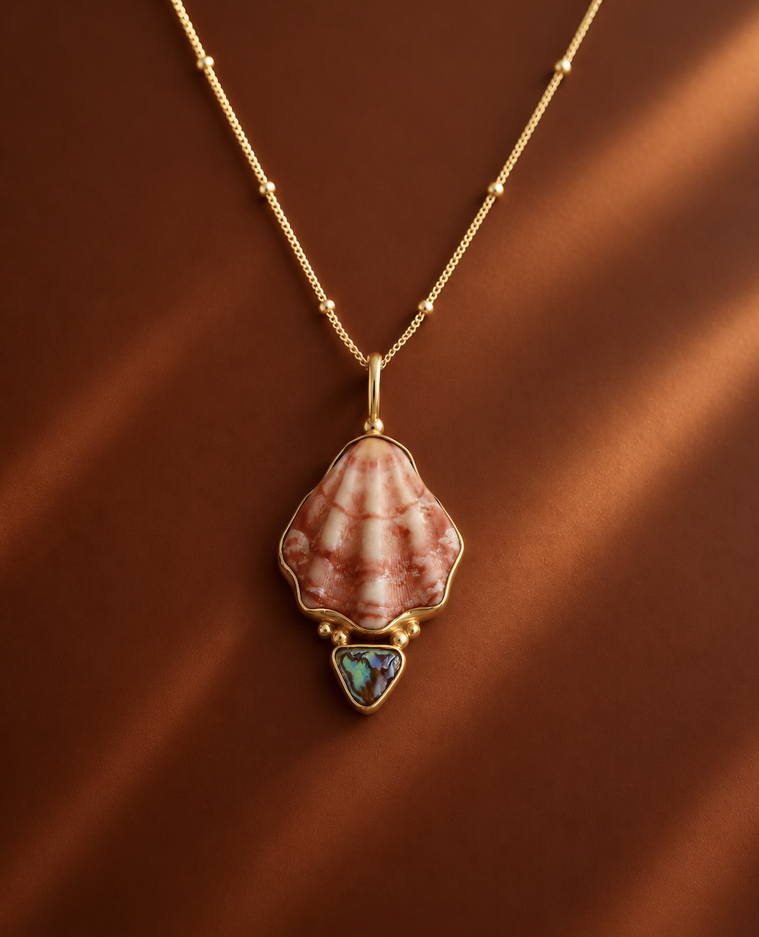 Japanese Decatopecten and Abalone shell Pendant