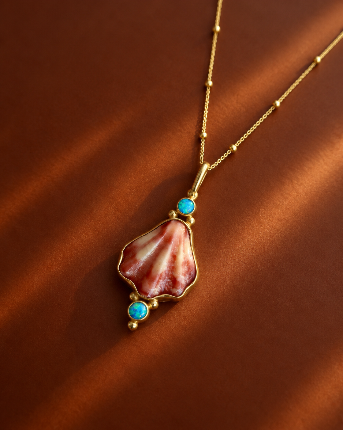 Japanese Decatopecten and Opal Pendant