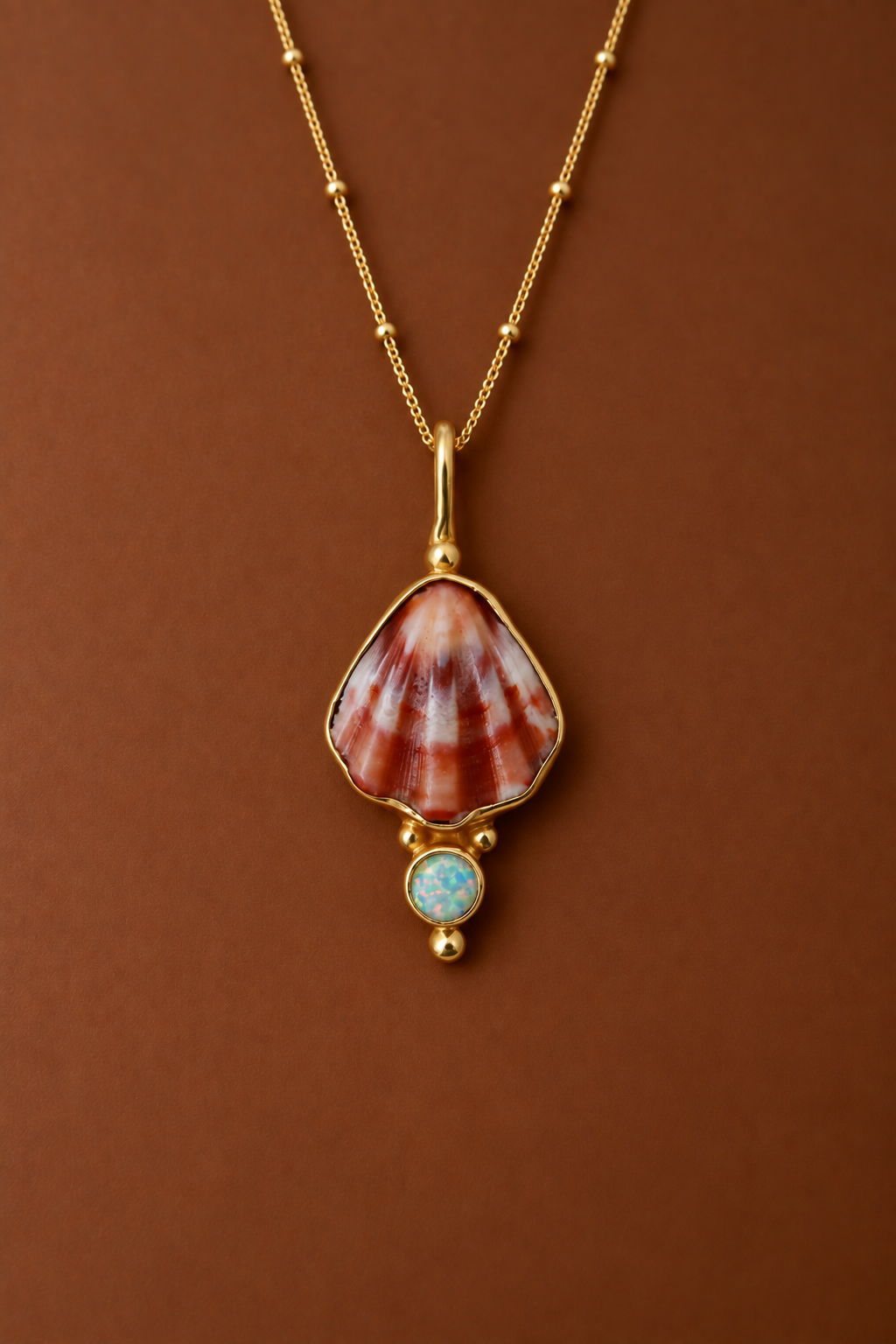 Japanese Decatopecten and Opal Pendant