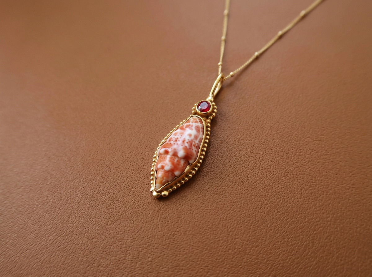 Gold Ruby and Mitre Pendant