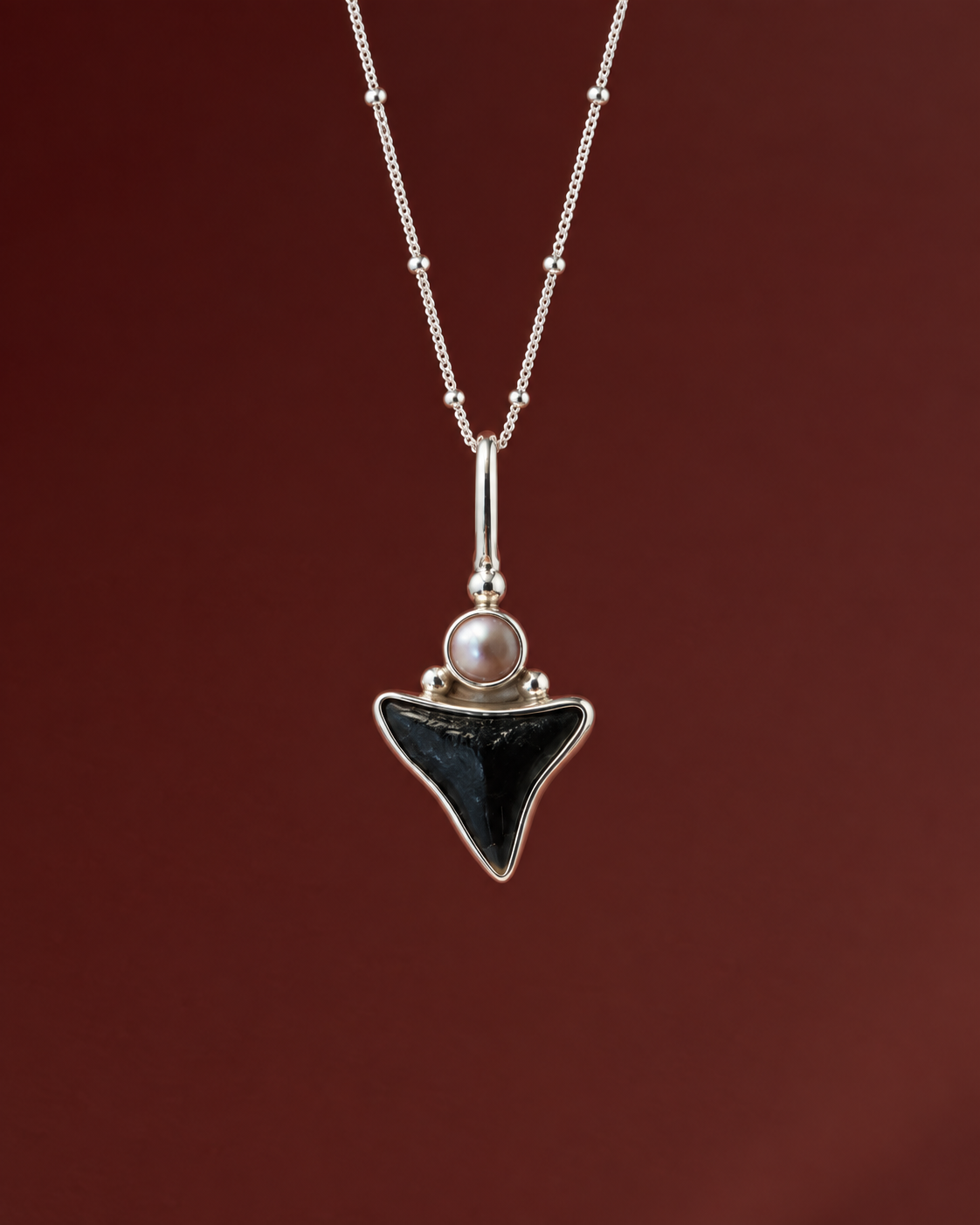 Small Fossilised Shark Tooth and Pearl