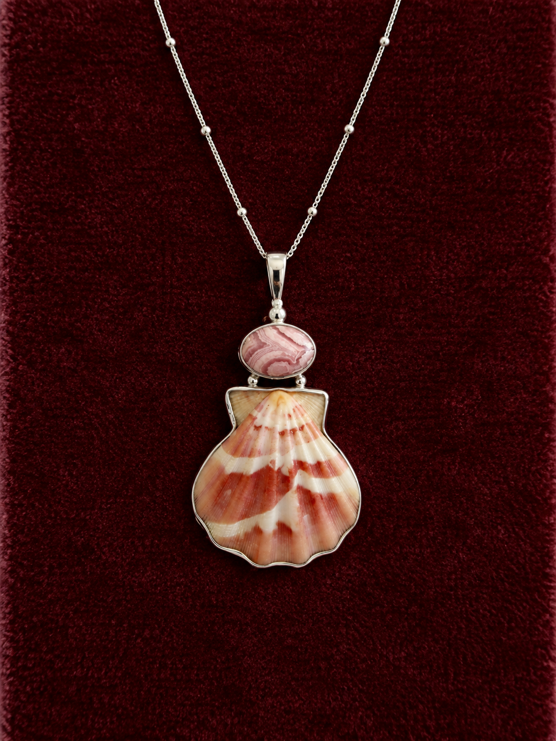 Silver Decatopecten and rhodochrosite