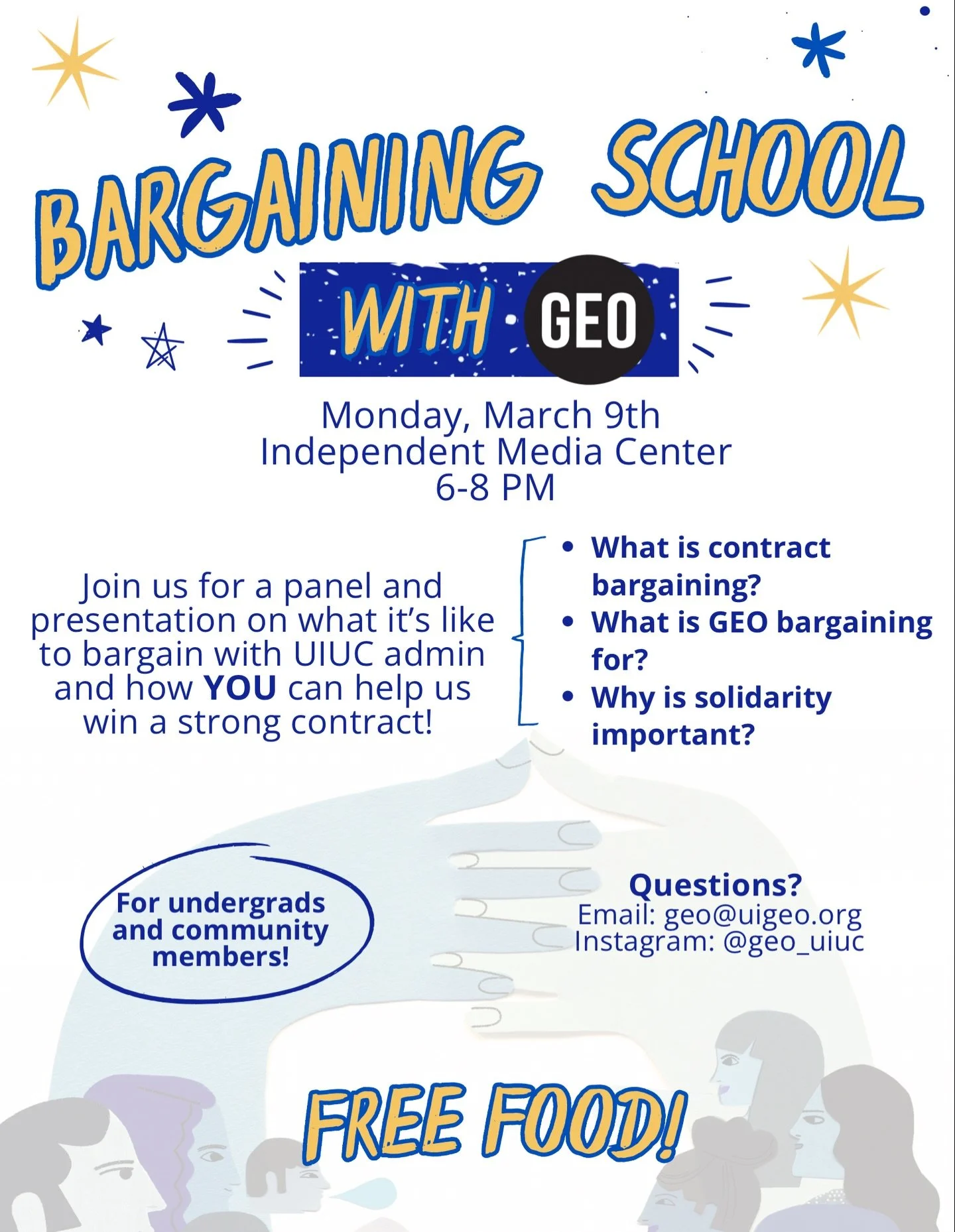 Have you ever wondered how you can best support a union during bargaining and help them build worker power?

GEO&rsquo;s Solidarity Committee is hosting a &ldquo;Bargaining School&rdquo; for non-members (community members, undergrads, etc) on Monday 