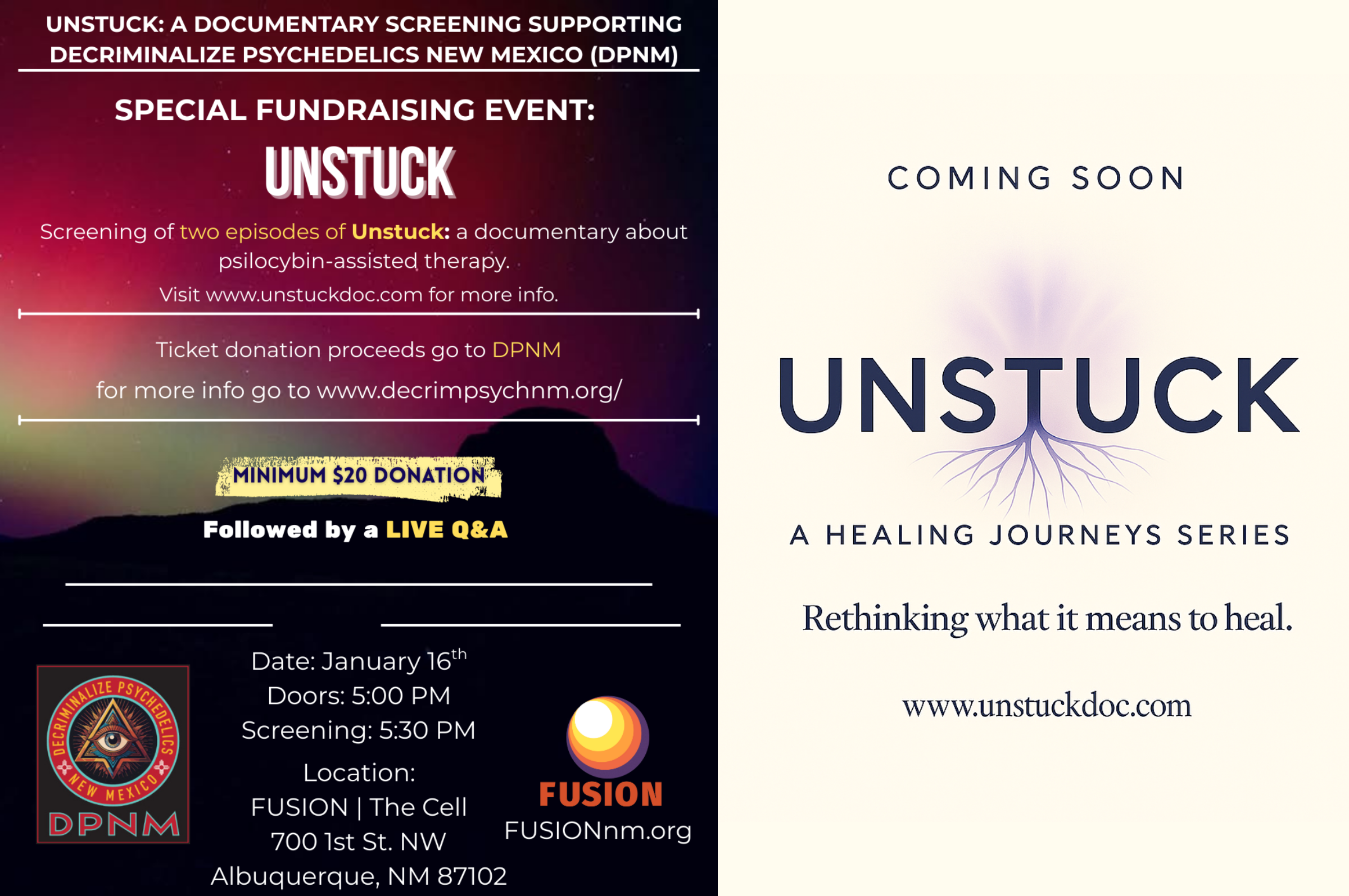 Unstuck: A Film Screening Supporting Decriminalize Psychedelics NM
