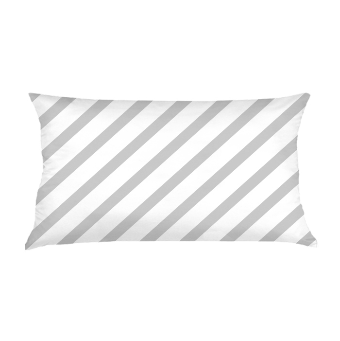 ALMOFADA BAGUETE LISTRAS DIAGONAL (CAPA + RECHEIO) | CINZA | 48X28CM | R$145,00 COD: VERIFICAR CAPAS PODEM SER VENDIDAS SEPARADAMENTE - VALOR R$125,00