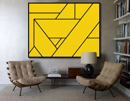 TELA SÉRIE estradas - amarela - TAMANHO 120 X 90cm | MOLDURA canaleta preta