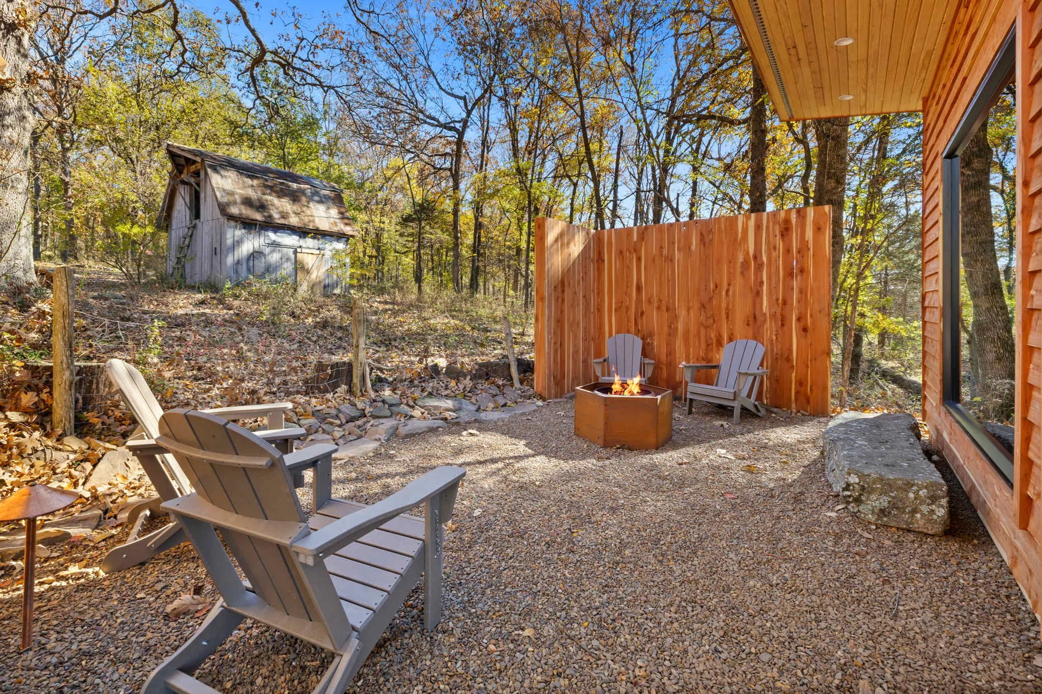 Pull up a seat by the first of two fire pits.