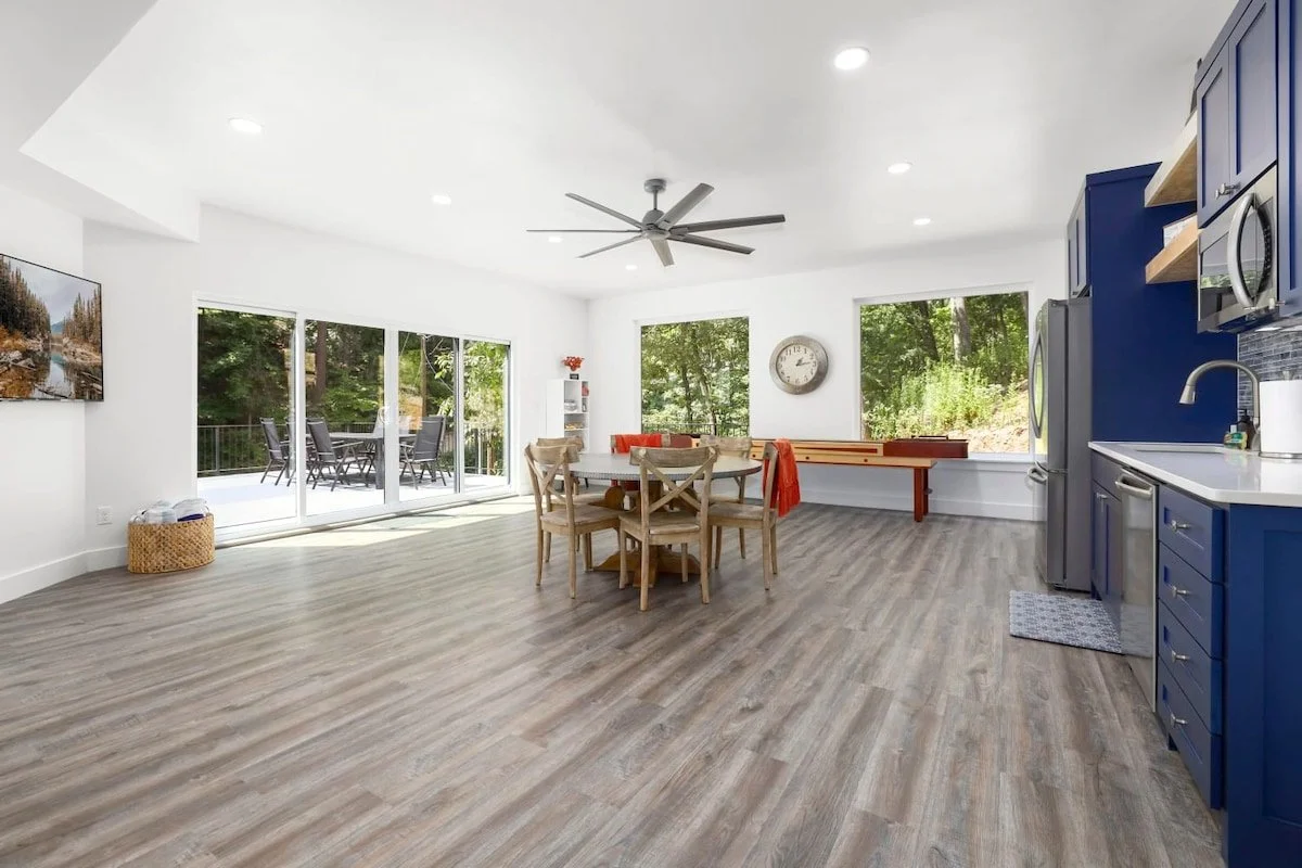 The second floor features our game room, with patio access.