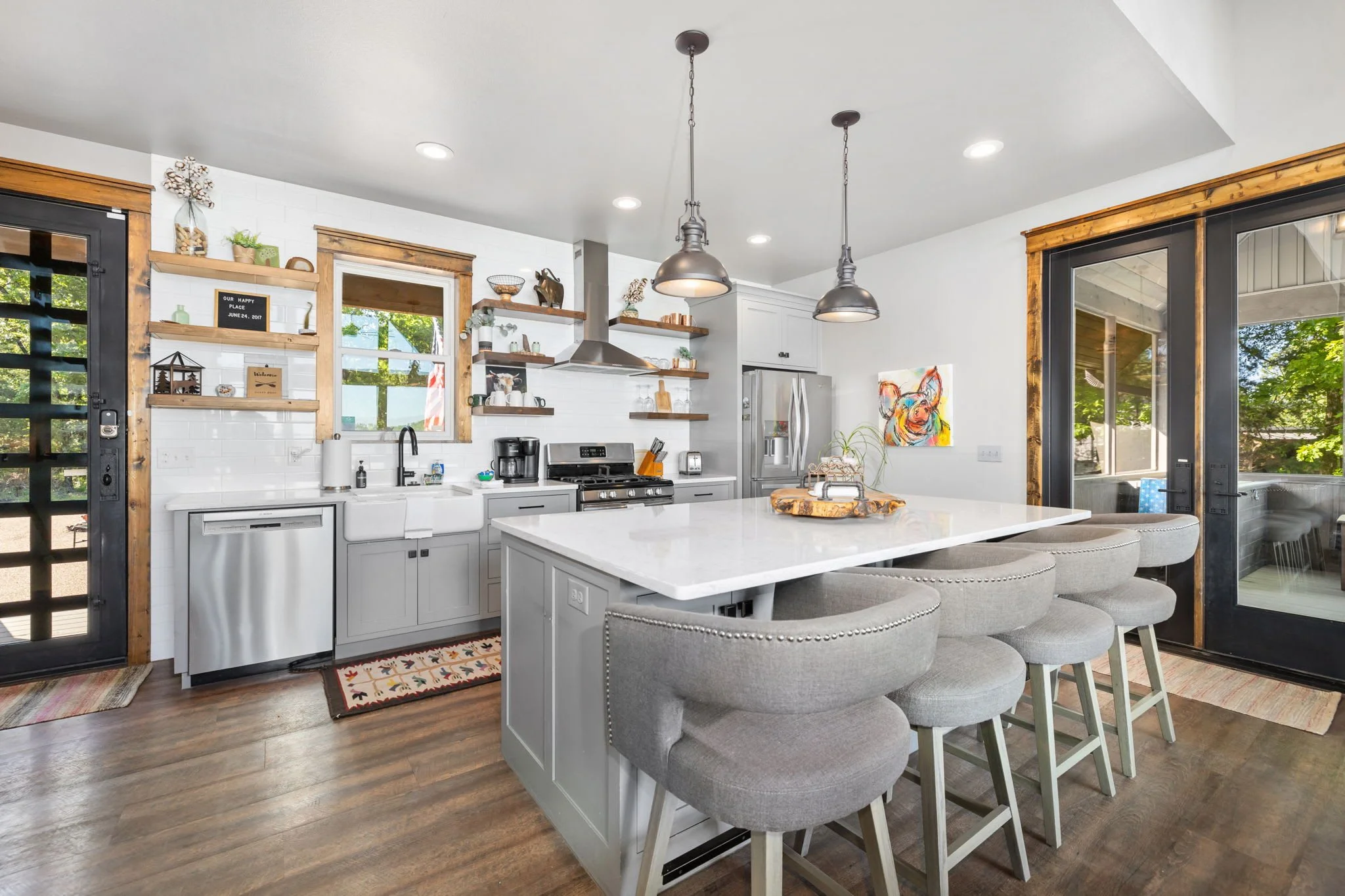 The kitchen is fully stocked to whip up a meal or just a good cup of coffee.