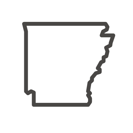 Outline of the state of Arkansas with a gray border on a black background.