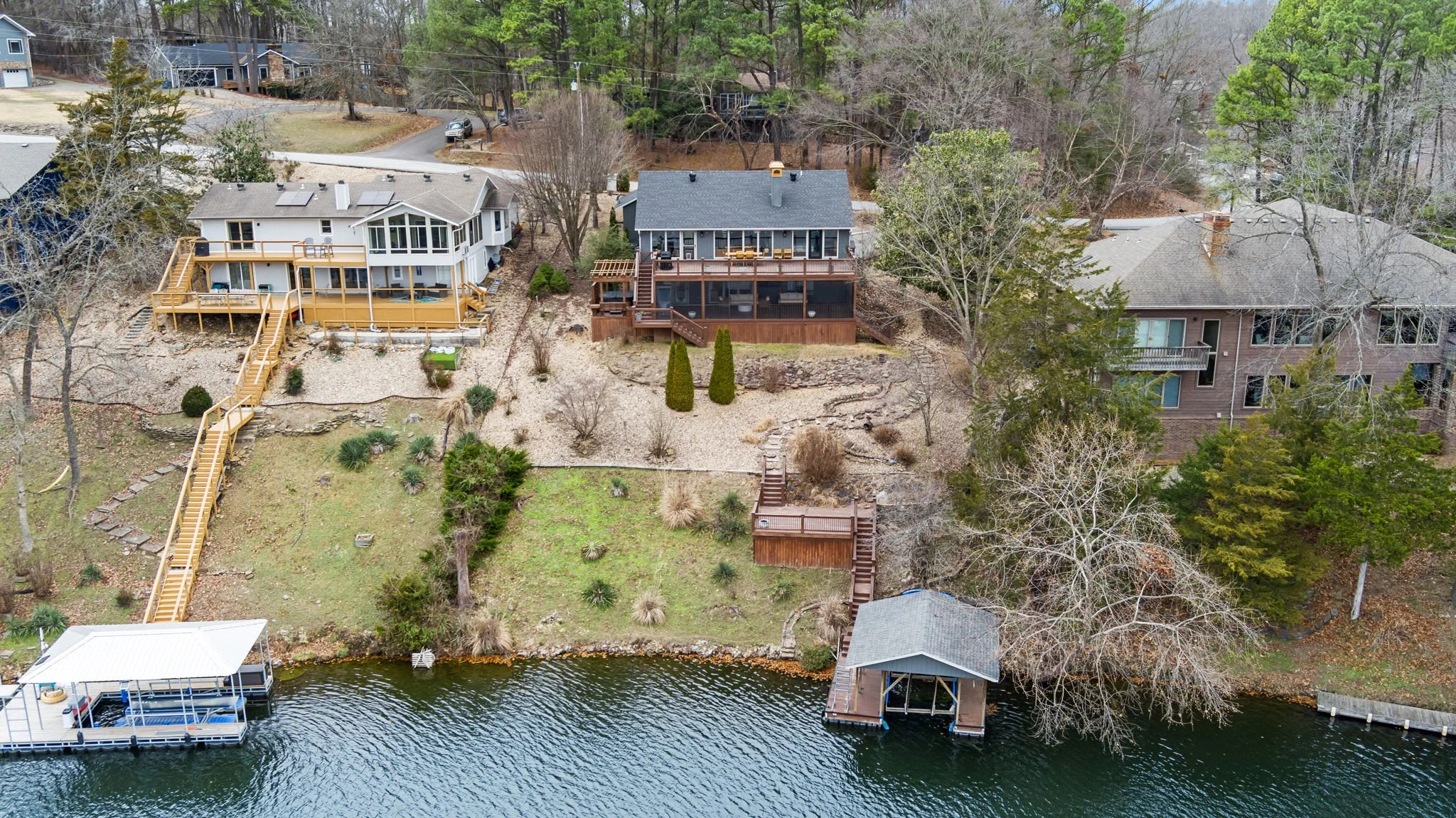 Our home has an easy path leading to the shore and private dock with a boat slip on Lake Windsor - Bella Vista's finest lake for fishing, boating, kayaking, and swimming! 