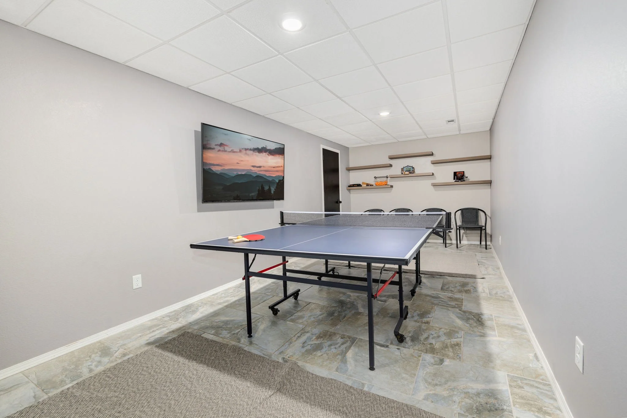 Game room with a ping pong table!